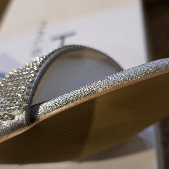 H by Halston Ankle Strap Party Bling High Heel Dress Sandal, Silver, NEW - Picture 5 of 16